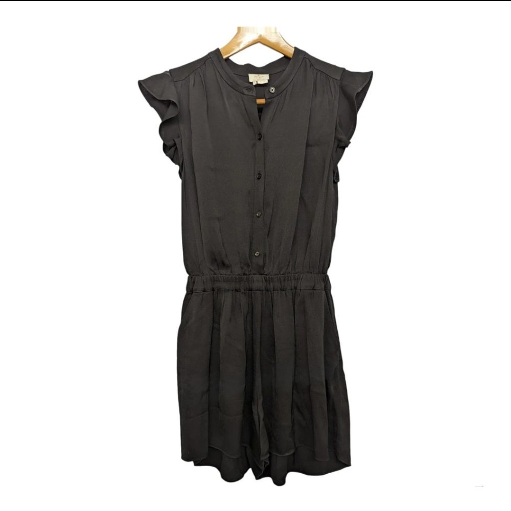 Kate Spade New York Black Viscose Flutter Sleeve Shorts Romper Size 8